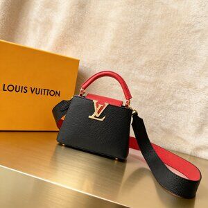 Louis Vuitton Capucines Mini Black & Red Taurillon Leather